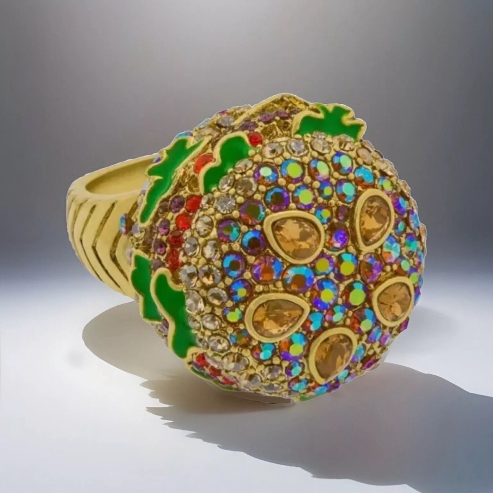 HEIDI DAUS "Hamburger Deluxe" Enamel Crystal Hamburger Ring-Size 7